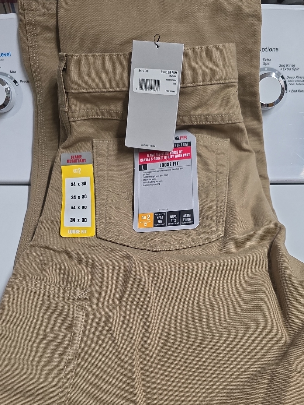 NWT Carhartt Flame-Resistant Canvas Work Pant Tan NWT Size 34x30 Mens Loose Fit